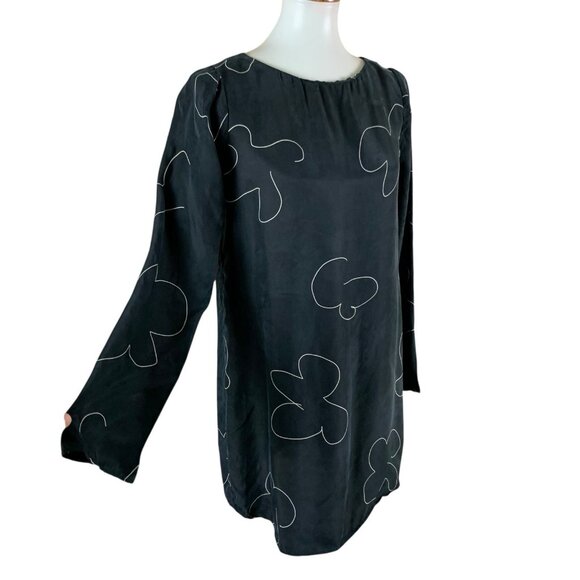 Madewell Black Dress with White FloralAbstract Pattern - Picture 2 of 6